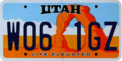 UT license plate W061GZ