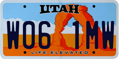 UT license plate W061MW