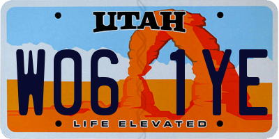 UT license plate W061YE