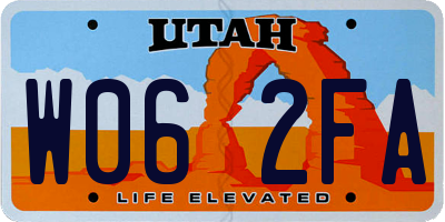UT license plate W062FA