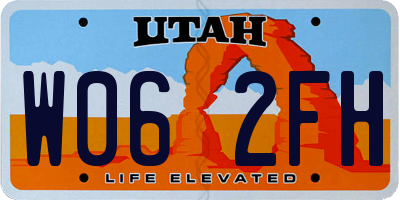UT license plate W062FH