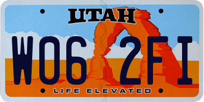 UT license plate W062FI