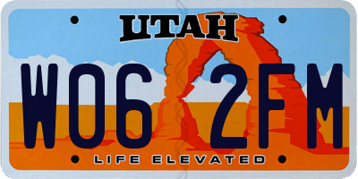 UT license plate W062FM