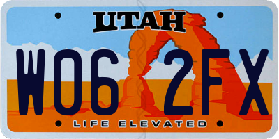UT license plate W062FX