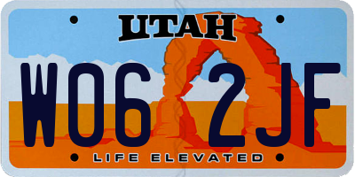 UT license plate W062JF