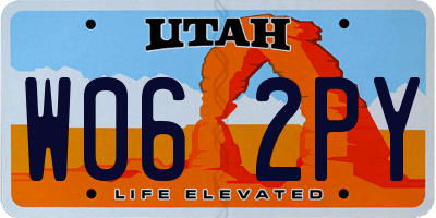 UT license plate W062PY