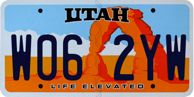 UT license plate W062YW