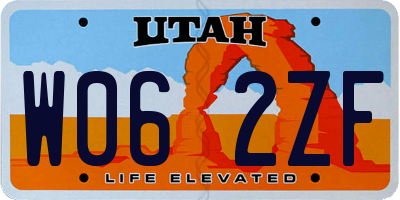 UT license plate W062ZF
