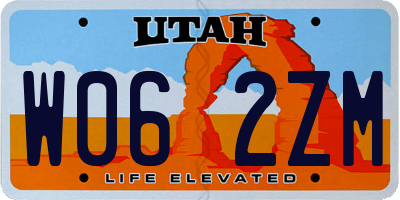 UT license plate W062ZM