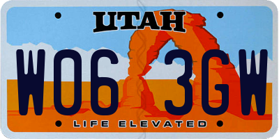 UT license plate W063GW