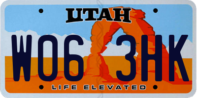 UT license plate W063HK
