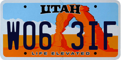 UT license plate W063IF
