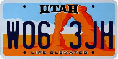 UT license plate W063JH