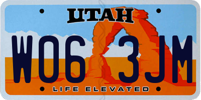 UT license plate W063JM