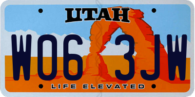 UT license plate W063JW
