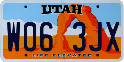 UT license plate W063JX