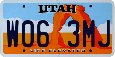 UT license plate W063MJ
