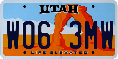 UT license plate W063MW