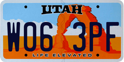 UT license plate W063PF