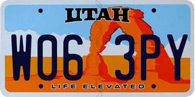 UT license plate W063PY
