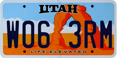 UT license plate W063RM