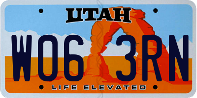 UT license plate W063RN