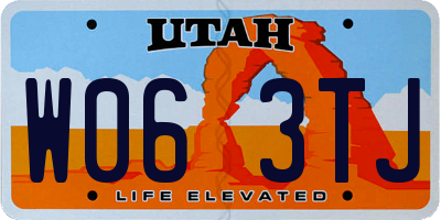 UT license plate W063TJ