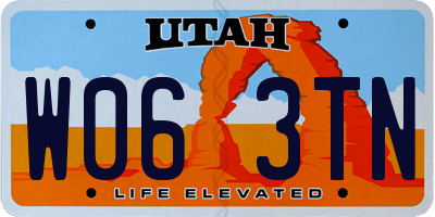 UT license plate W063TN