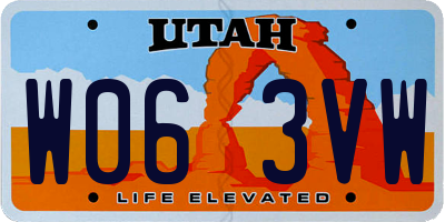 UT license plate W063VW