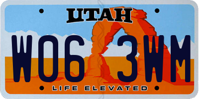 UT license plate W063WM