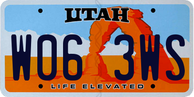 UT license plate W063WS