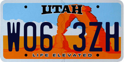UT license plate W063ZH