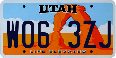 UT license plate W063ZJ