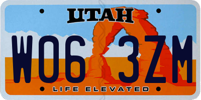 UT license plate W063ZM