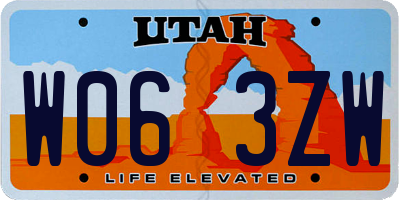 UT license plate W063ZW
