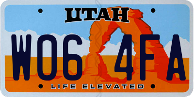 UT license plate W064FA
