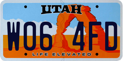 UT license plate W064FD