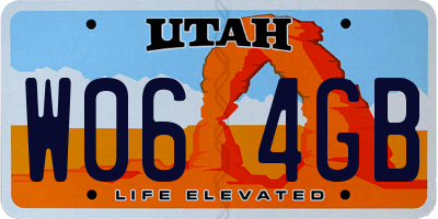 UT license plate W064GB
