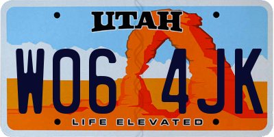 UT license plate W064JK