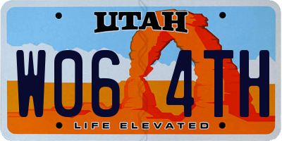 UT license plate W064TH