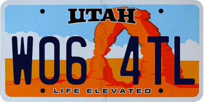 UT license plate W064TL