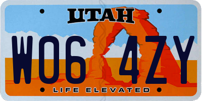 UT license plate W064ZY