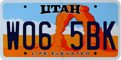 UT license plate W065BK