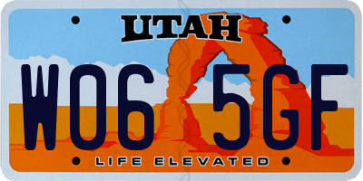 UT license plate W065GF