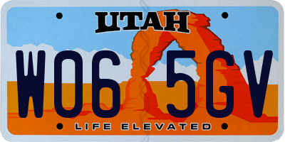 UT license plate W065GV
