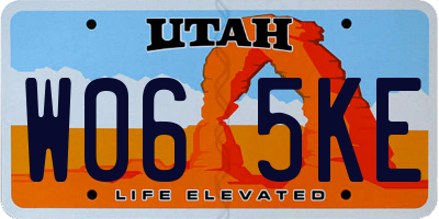 UT license plate W065KE
