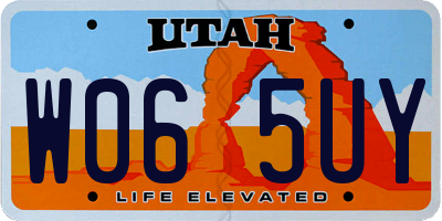 UT license plate W065UY