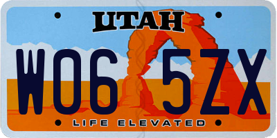 UT license plate W065ZX