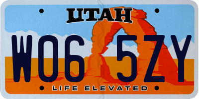 UT license plate W065ZY