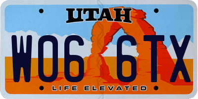 UT license plate W066TX